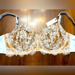 Skarlett Blue Lace Bra Size 38DD Powder Blue Nude Soft Sexy Wired Not Padded NWT